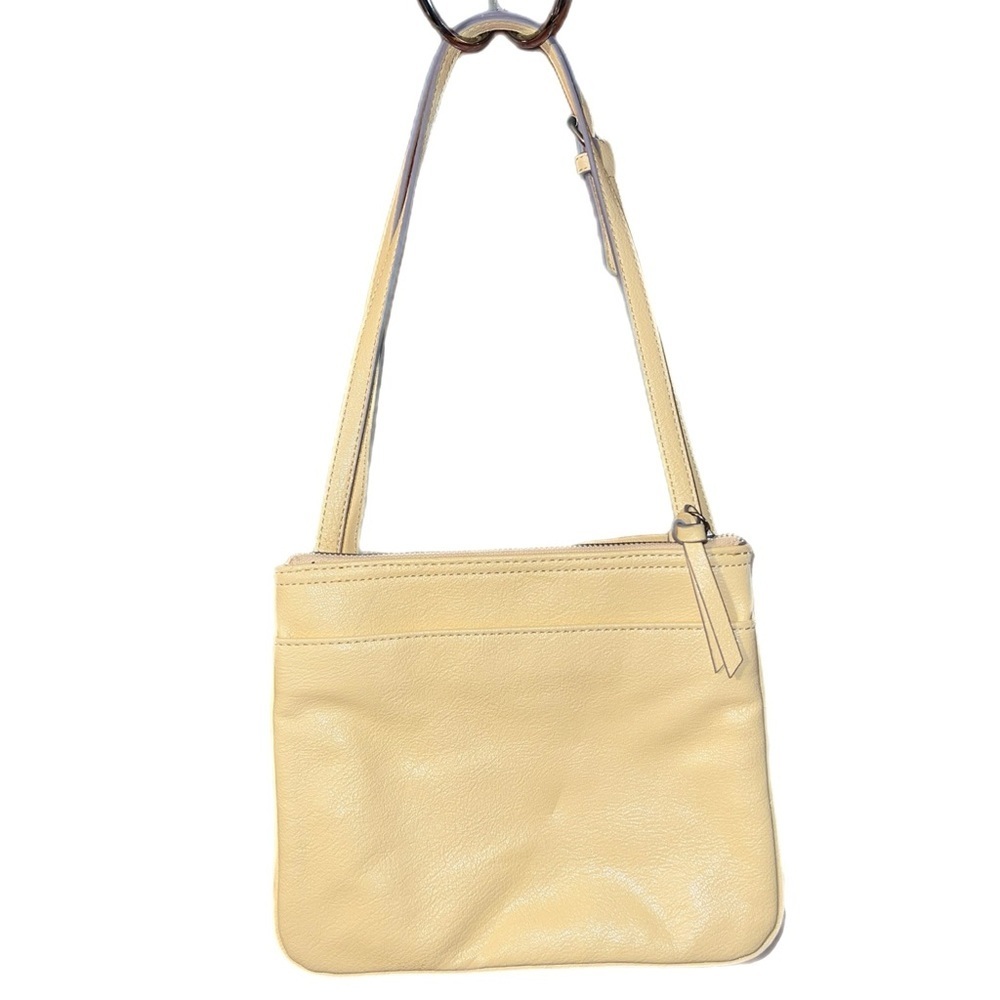Nine West Beautiful Yellow Purse Triple Compartment Hand Bag Striped Interior - Picture 5 of 9